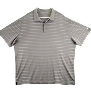 Nike Golf Dri Fit Striped Polo Shirt Men's XXL Gray Short Sleeve